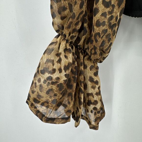 Missguided Leopard Print Bodysuit Thong Long Sleeve Open Back Women's Size‎ 10 - Picture 2 of 9